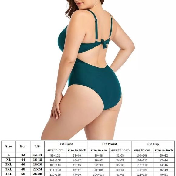 Navy blue European and American plus size swim suit women's one piece mesh plain - Picture 5 of 5
